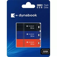 Dynabook GM01 32GB USB 3.0 Flash Drive - Triple Pack - Black + Blue + Bright Red