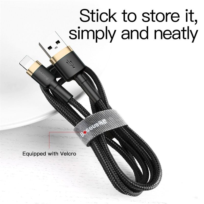 Phone Cable Baseus Cafule Fast Charging USB to Lightning 1M Gold & Black | Flash Trend