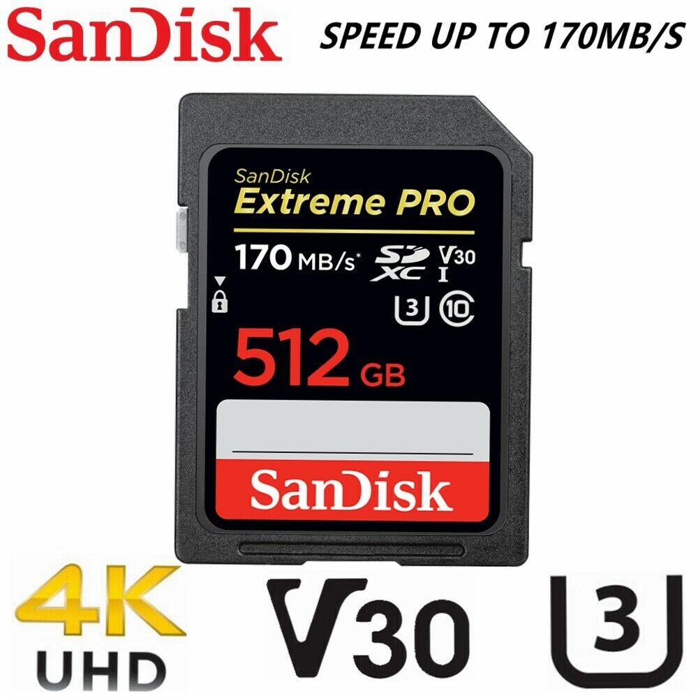 SanDisk Extreme Pro 512GB SD Card SDXC UHS-I 170MB/s Camera DSLR Memory