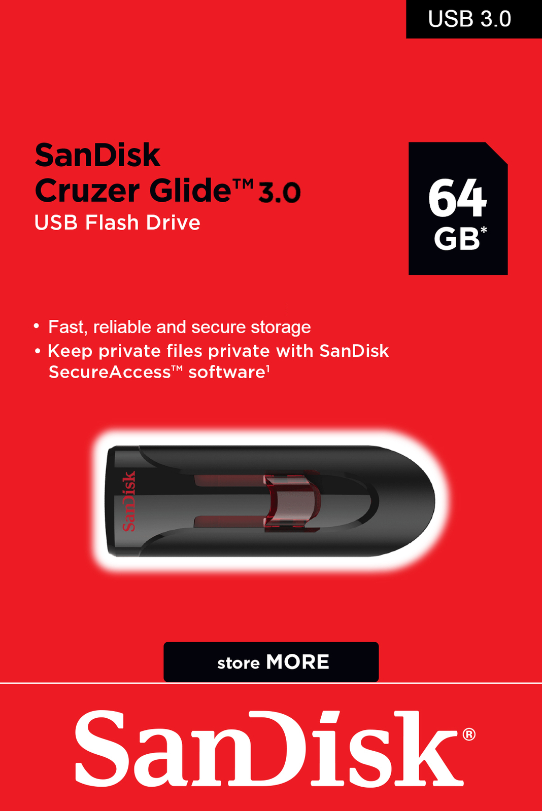 Respectful Ten years Precious USB SanDisk Cruzer Glide 3.0 64GB Flash Drive Memory Stick CZ600-064G