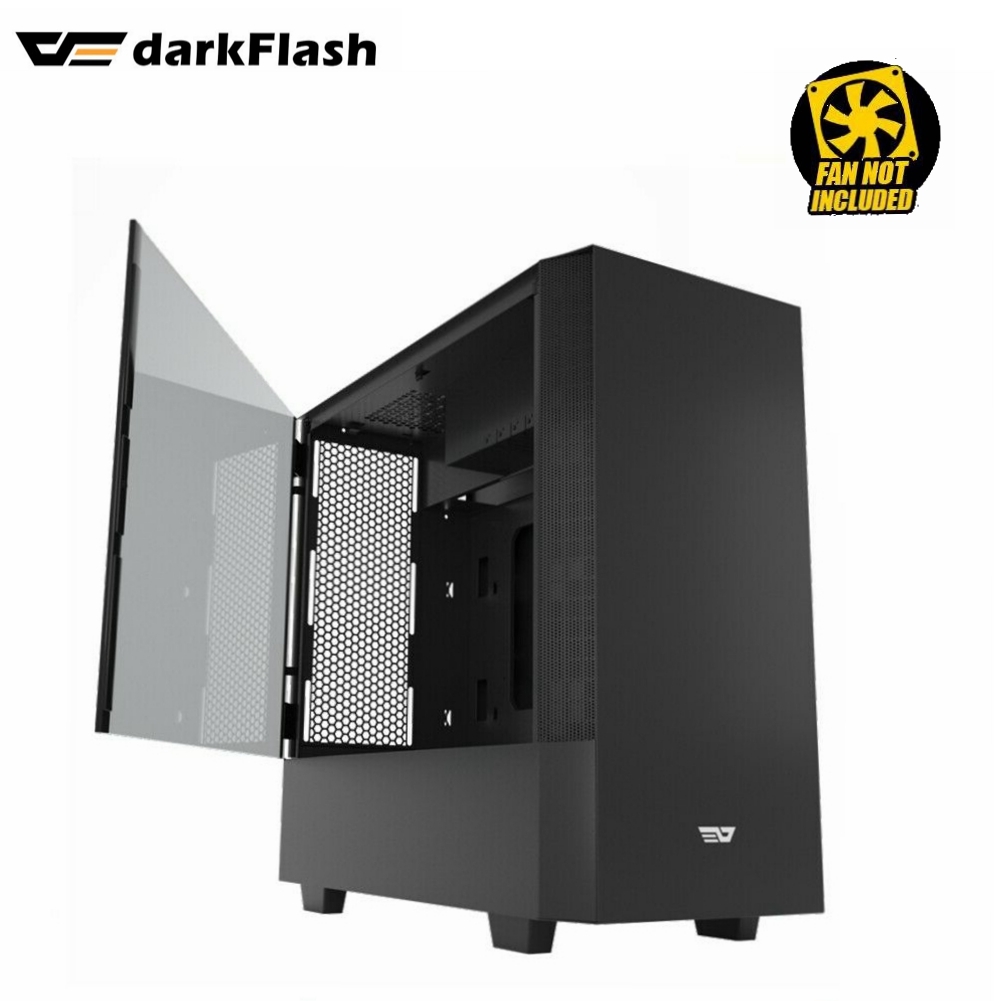 PC CASE DARKFLASH DLV22  Mid Tower ATX Open Door Tempered Glass Panel BLACK Computer Case