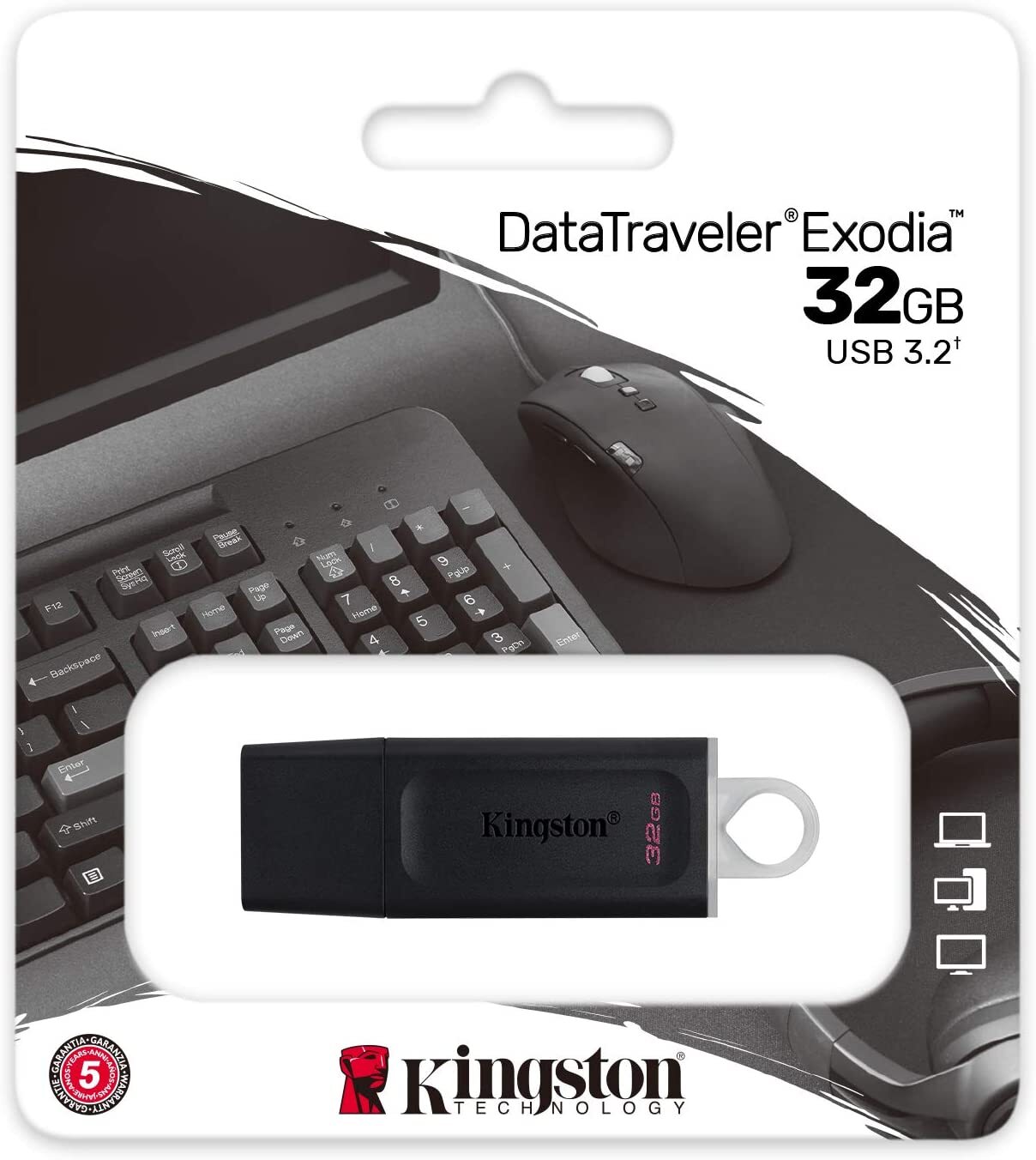 USB Drive Kingston 3.2 DataTraveler Exodia 32GB 3.2 Flash Drive DTX/32GB White