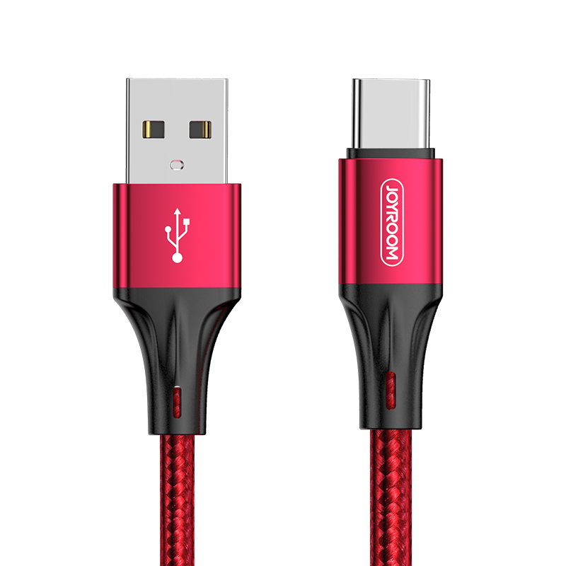 USB-C Type C Fast Charger Cable Joyroom  Nylon Cord for Samsung OPPO Google 0.2M Red