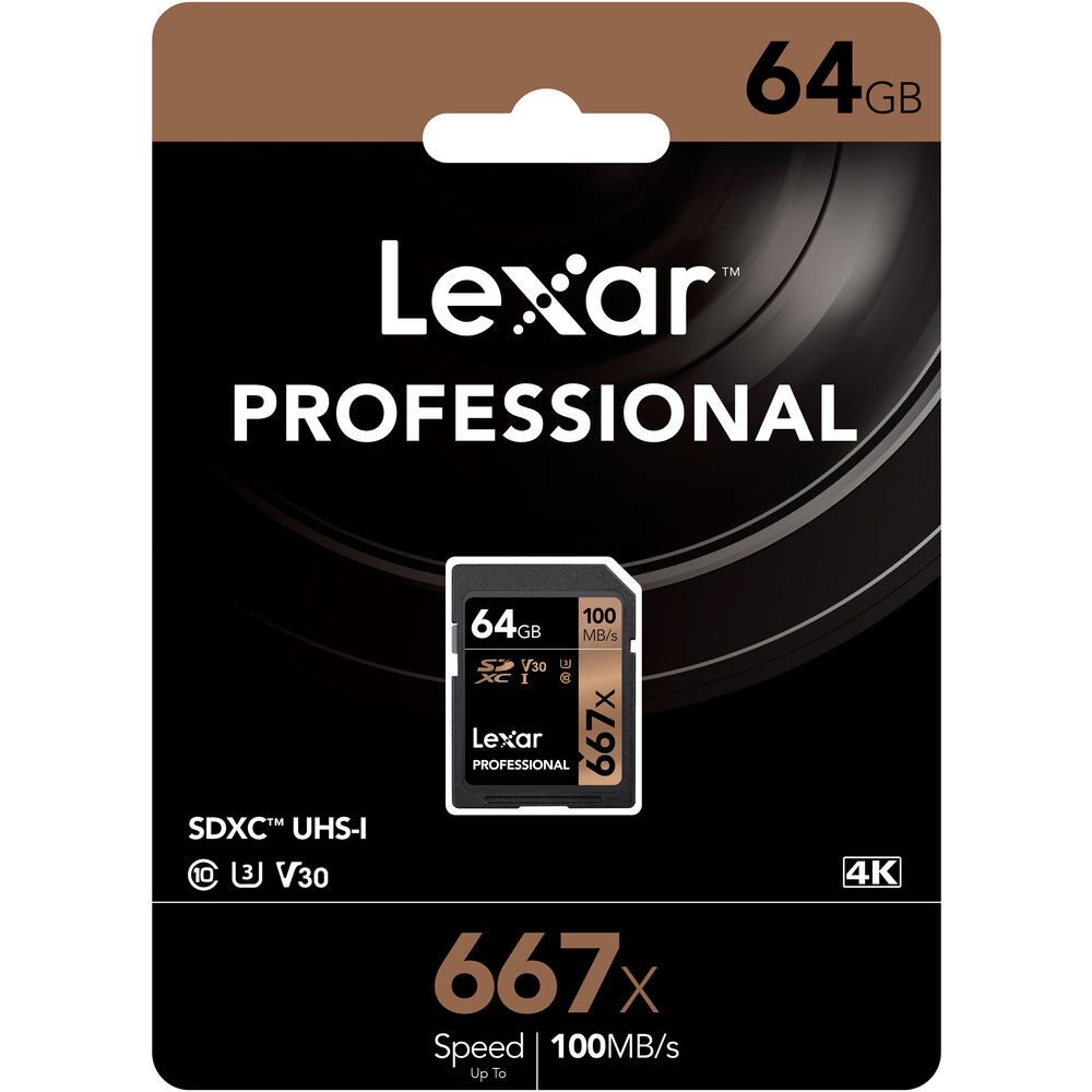 SD Card Lexar Professional 667x  64GB DSLR Camera 100MB/s LSD64GB667