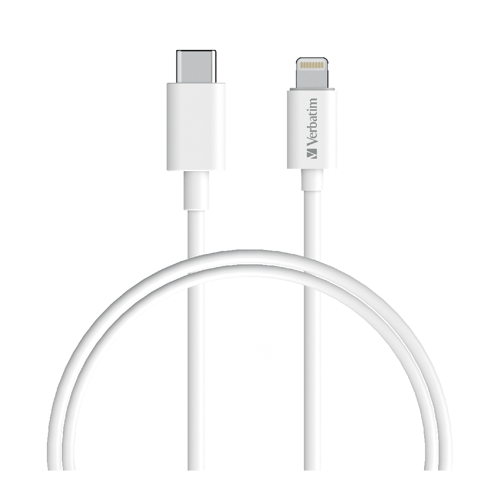 Verbatim Charge & Sync Lightning to USB-C Cable 1m - White-- Lightning to USB C