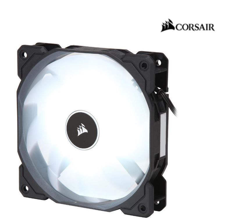 Corsair Air Flow 120mm Fan Low Noise Edition / White LED 3 PIN - Hydraulic Bearing, 1.43mm H2O. Superior cooling performance and LED illumination