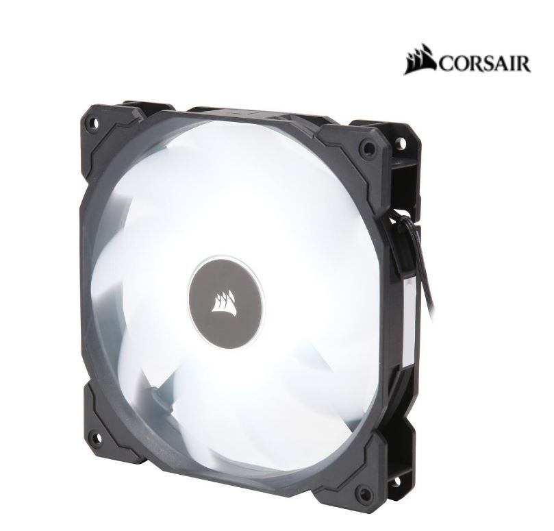 Corsair Air Flow 140mm Fan Low Noise Edition / White LED 3 PIN - Hydraulic Bearing, 1.43mm H2O. Superior cooling performance and LED illumination