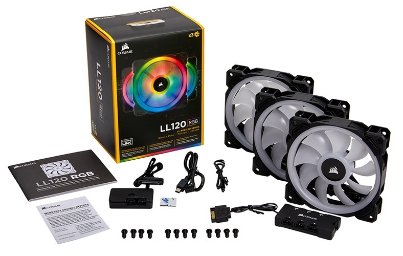 Corsair Light Loop Series, LL120 RGB, 120mm Dual Light Loop RGB LED PWM Fan, 3 Fan Pack with Lighting Node PRO
