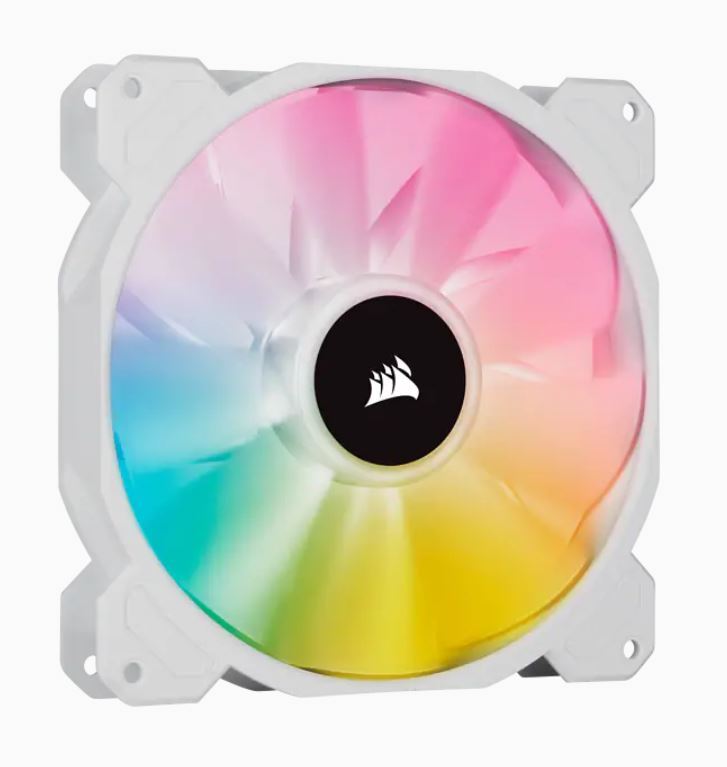 Corsair White SP140 RGB ELITE, 140mm RGB LED Fan with AirGuide, Single Pack