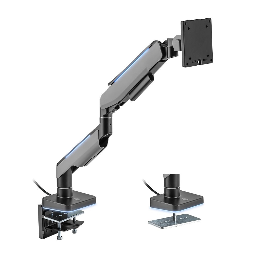 Brateck Single HeavyDuty RGB Gaming Monitor Arm Fit Most 17'49' Monitor VESA 75x75,100x100