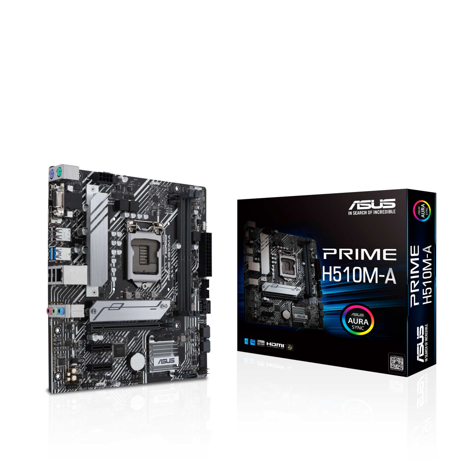 ASUS PRIME H510M-A Intel H510 LGA 1200 Micro ATX Motherboard PCIe 4.0, 32Gbps M.2 slot, 1 Gb Ethernet, DisplayPort, HDMI, D-Sub, SATA 6 Gbps