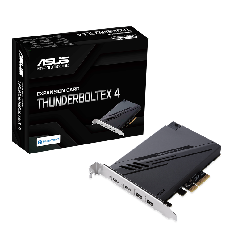ASUS THUNDERBOLTEX 4 Expansion Card, Dual Thunderbolt, 40 Gbps Bi-Directional, 4xUSB-C, 1xDP, 4xPCIE3.0