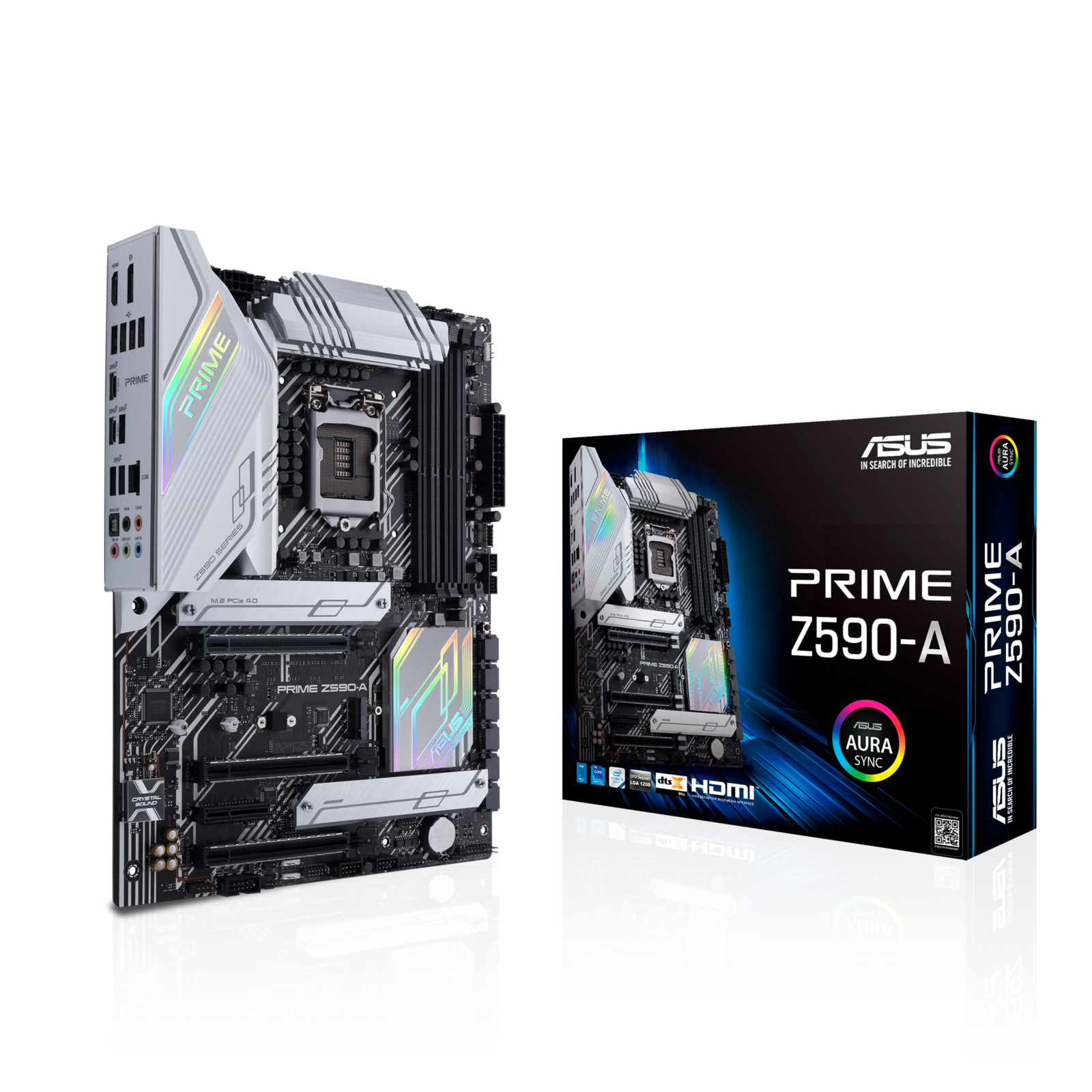 ASUS PRIME Z590-A Intel Z590 (LGA 1200) ATX motherboard with PCIe 4.0, 3xM.2 slots HDMI DisplayPort SATA 6 Gbps, Intel 2.5 Gb Ethernet RGB