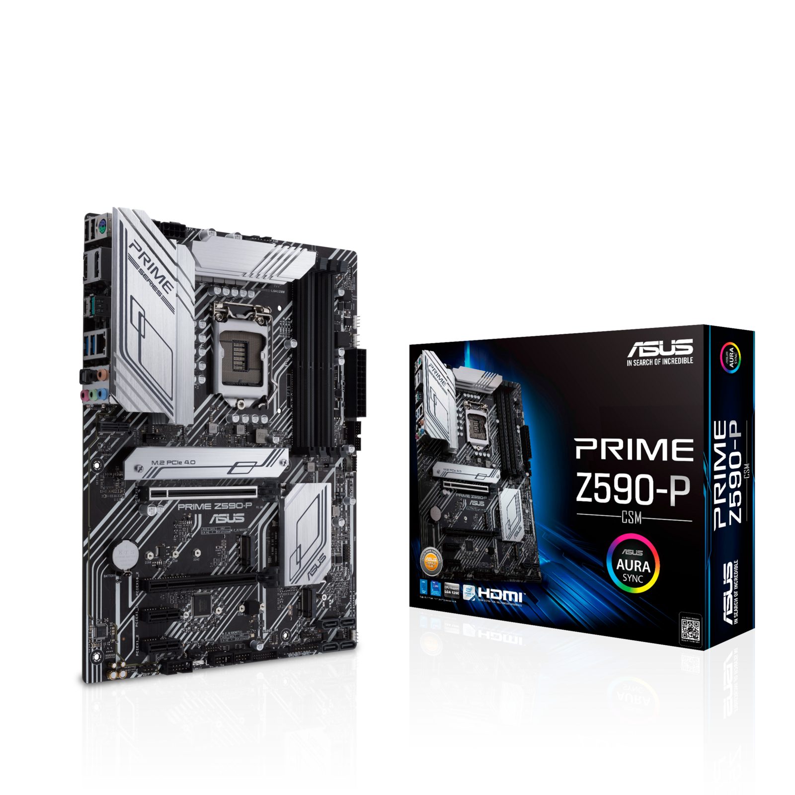 ASUS PRIME Z590-P/CSM Intel Z590 (LGA 1200) ATX motherboard PCIe 4.0 3xM.2 11 DrMOS Power Stages, HDMI, DP, SATA, 2.5 Gb Ethernet, USB 3.2 USB-C, RGB