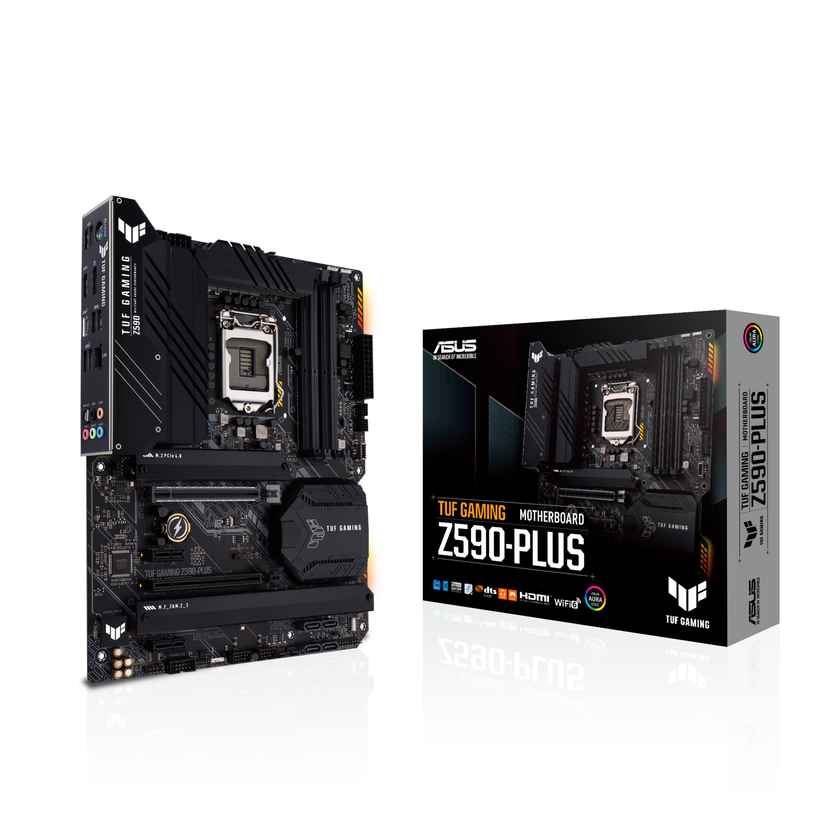ASUS TUF GAMING Z590-PLUS Intel Z590 (LGA 1200) ATX Gaming Motherboard PCIe 4.0, 3xM.2 slots, 2.5 Gb Ethernet, HDMI, DisplayPort, Thunderbolt, RGB
