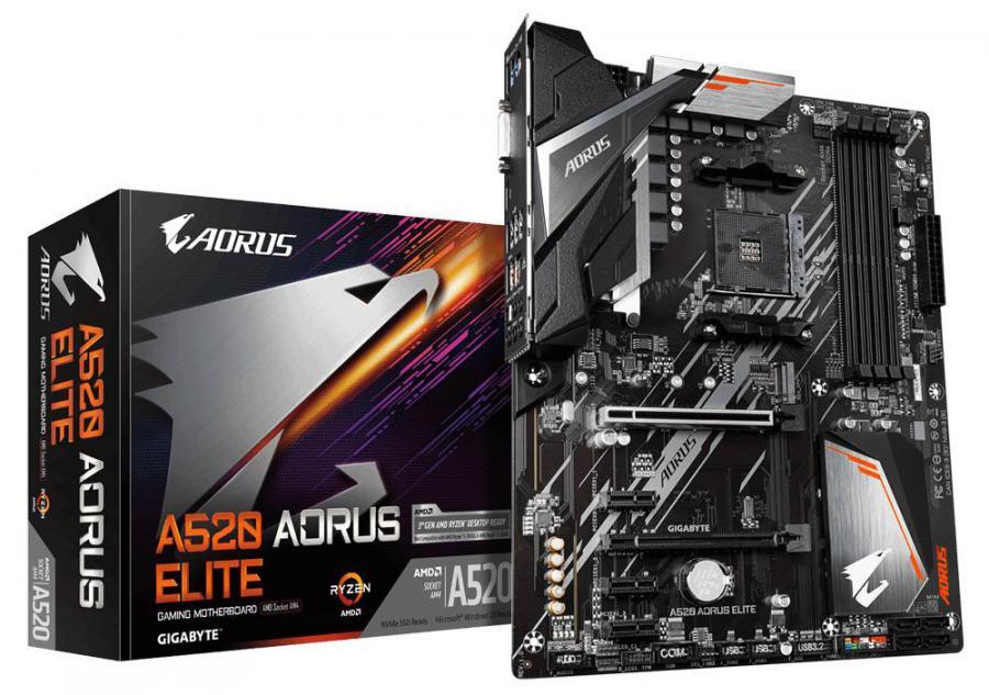 Gigabyte A520 AORUS ELITE AMD ATX MB 4xDDR4 1xM.2 PCIE3.0 1xHDMI 1xDVI (LS)