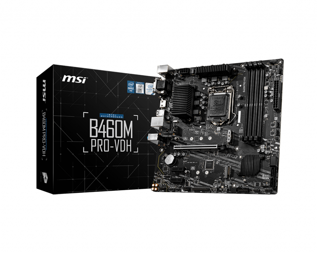 MSI B460M PRO-VDH Intel mATX Motherboard, 4x DDR4 ~128GB, 1x PCI-E x16, 2x PCI-E x1, 4x SATAIII, 2x M.2, 4x USB 3.2, 2x USB 2.0 (LS)