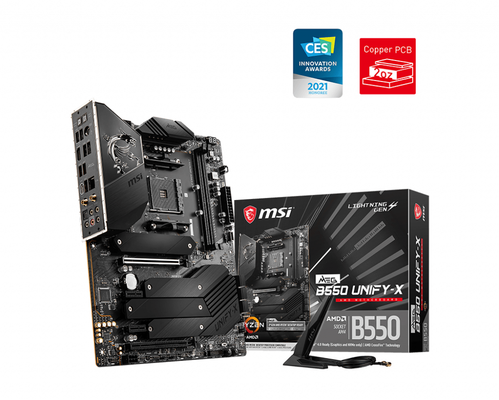 MSI MEG B550 UNIFY-X AMD AM4 Ryzen ATX Motherboard DDR4 2x PCI-e 4.0 4x M.2 6x SATA 5x USB 3.2 Gen 2 2x USB 3.2 Gen 1 8x USB 2.0 Intel Wifi 6
