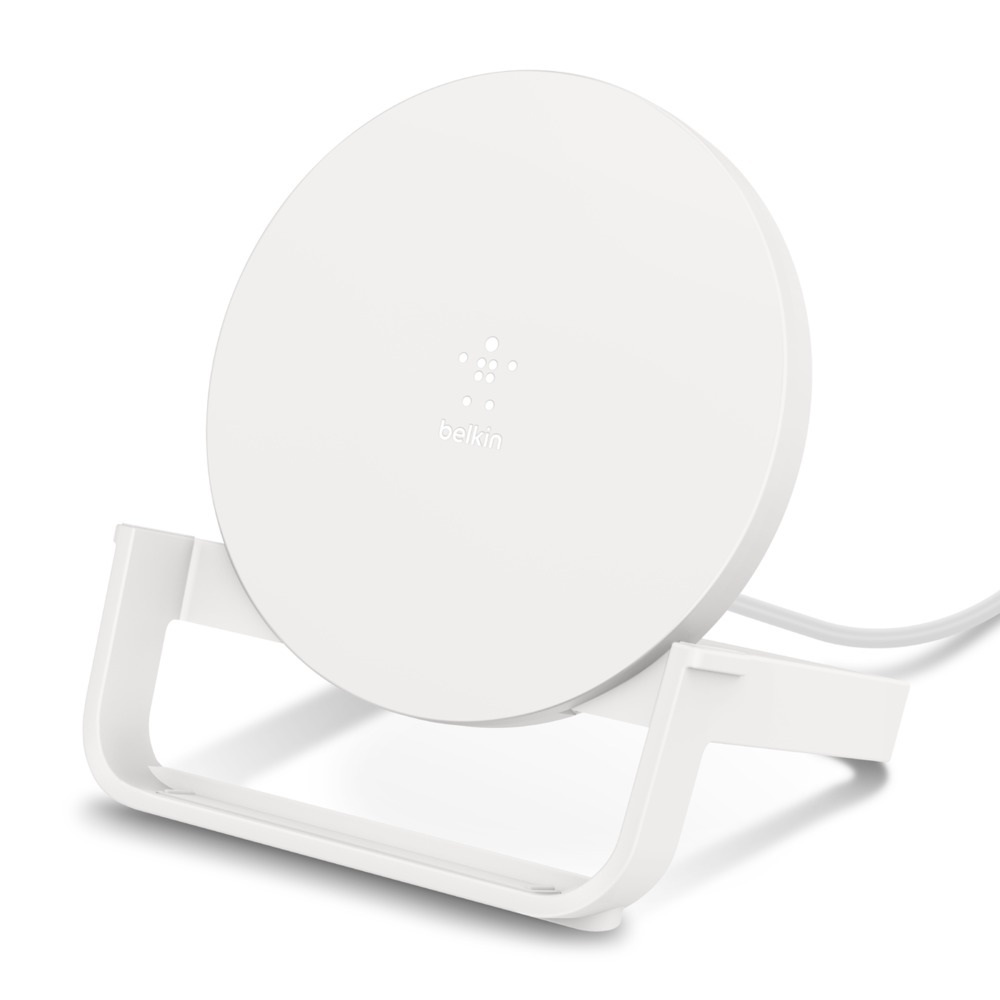 Belkin BOOST???CHARGE???Wireless Charging Stand 10W (AC Adapter Not Included) - White - Fast wireless charging for Qi-enabled devices up to 10W