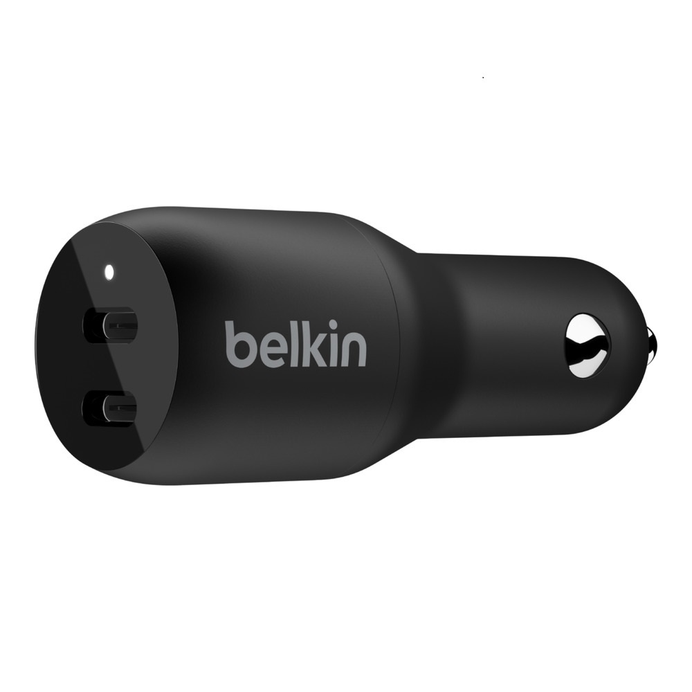 Belkin BOOST???CHARGE??? Dual USB-C Car Charger 36W - Black -Supports fast charge for iPhone* and all USB Power Delivery-compatible devices