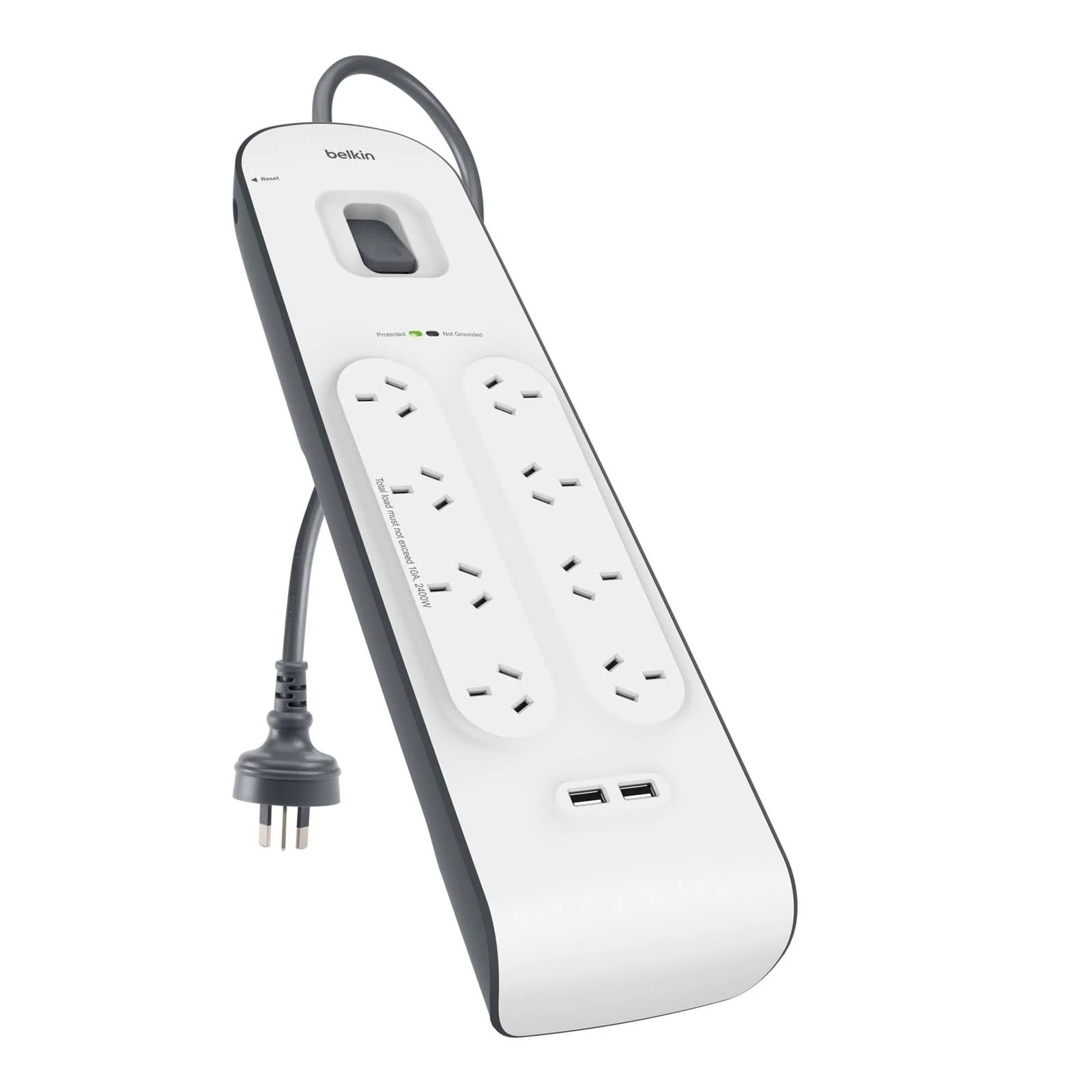 Belkin 2.4 Amp USB Charging 8 - outlet Surge Protection Strip (BSV804au2M) - White/Grey