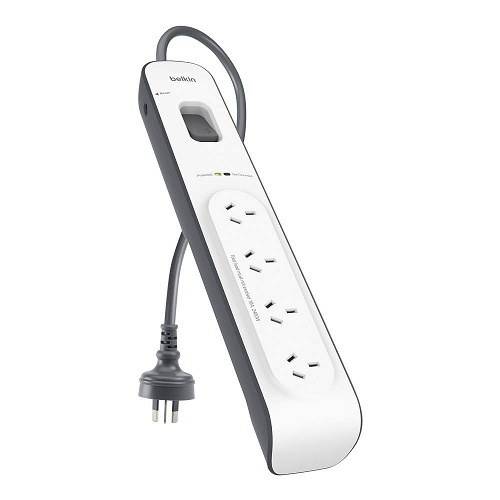 Belkin 4 - Outlet Surge Protection Strip with 2M Power Cord - Four protected AC outlets, Damage-resistant housing protects circuits from fire, impact