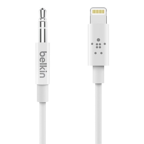 Belkin 3.5 mm Audio Cable With Lightning Connector (AV10172bt03-WHT) - White - Available in 3-foot/0.9m or 6-foot/1.8m lengths