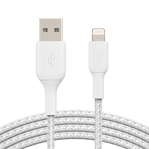 Belkin BOOST???CHARGE??? Braided Lightning to USB-A Cable (1m / 3.3ft, White) - MFi certified for confirmed compatibility, Durable Charging Cable