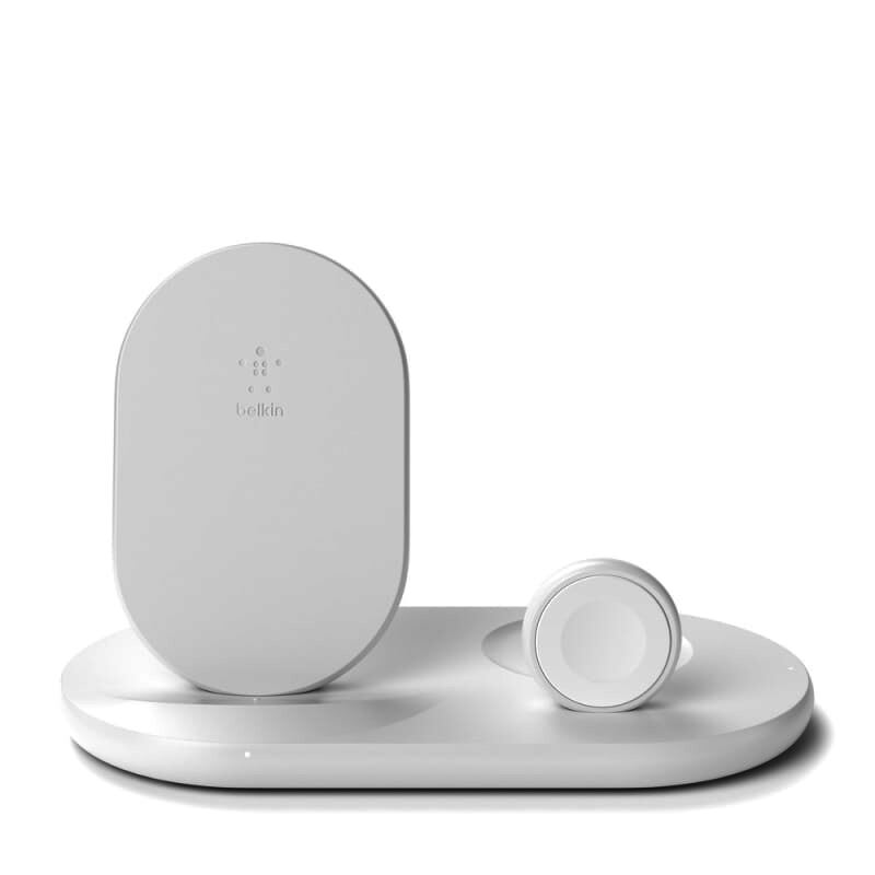 Belkin BOOST 3-1 7.5W WIRELESS CHARGER DOCK - WHITE - For Apple Devices, QI Certified, LED Light indicator, Case compatible