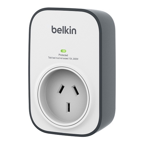 Belkin SurgeCube 1 Outlet Surge Protector - Secure, Portable Wall-Mountable Design, Damage-resistant housing protects circuits from fire