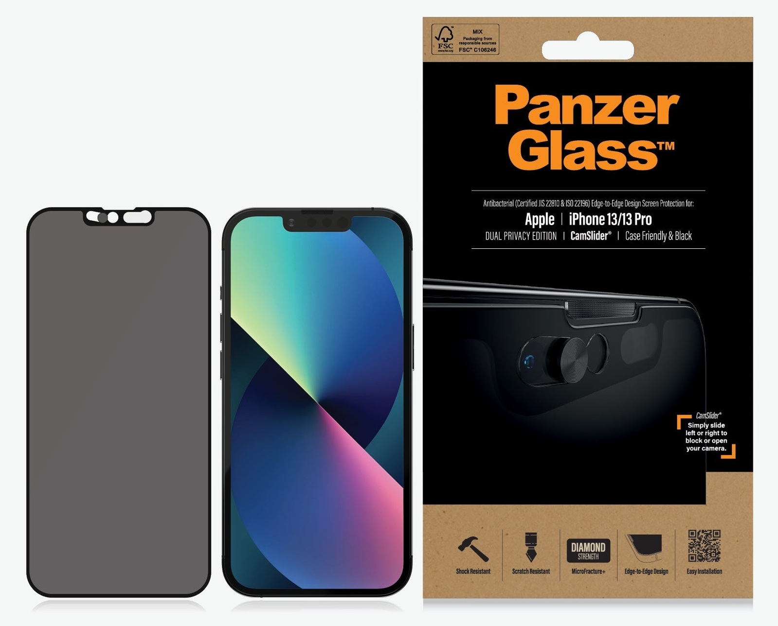 PanzerGlass™ iPhone 13/13 Pro Dual Privacy™ Black Screen Protector