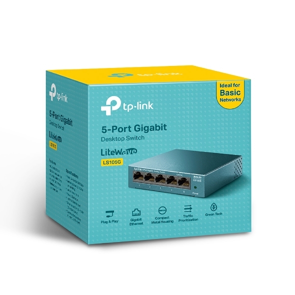 TP-Link LS105G 5-Port 10/100/1000Mbps Desktop Switch 10/100/1000Mbps Auto-Negotiation RJ45 port supporting Auto-MDI/MDIX