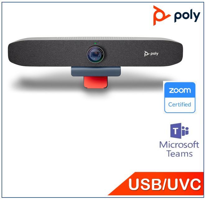 Poly Studio P15 Personal Video Conference Bar, 4K Resolution, Clear