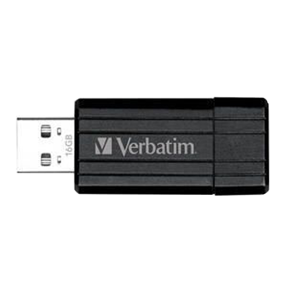 Verbatim Store'n'Go Pinstripe USB Drive 16GB, Slim Retractable Design, Limited Lifetime Warranty (Black)