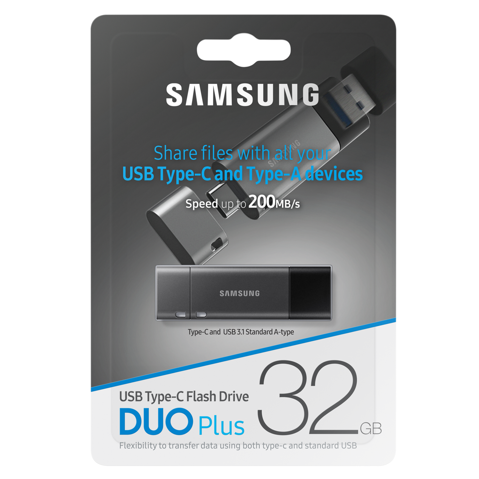 USB 3.1 32GB Flash Drive Samsung Type-C to Type-A Memory Stick Duo Plus (200MB/s) | MUF-32DB