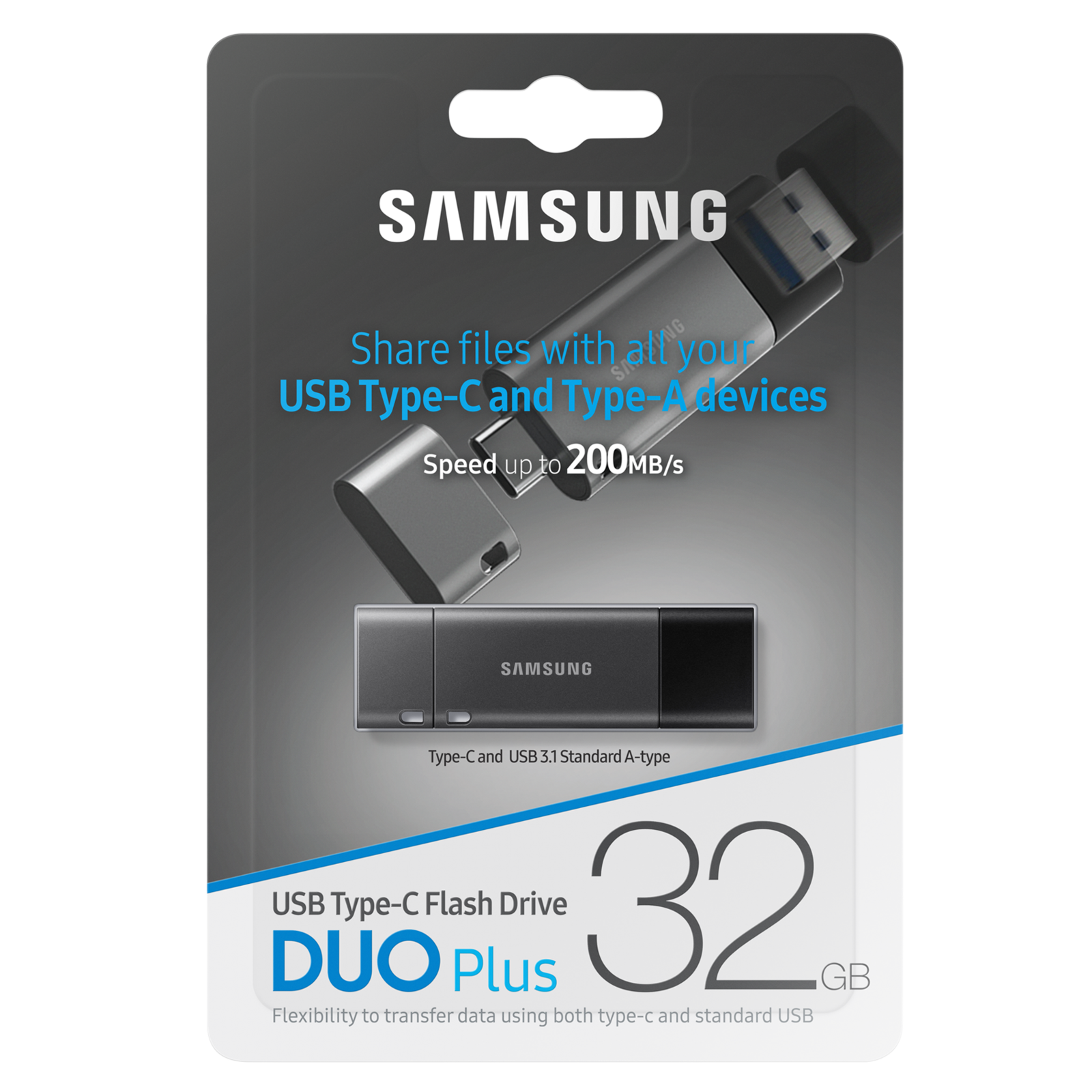 USB 3.1 32GB Flash Drive Samsung Type-C to Type-A Memory Stick Duo Plus (200MB/s) | MUF-32DB