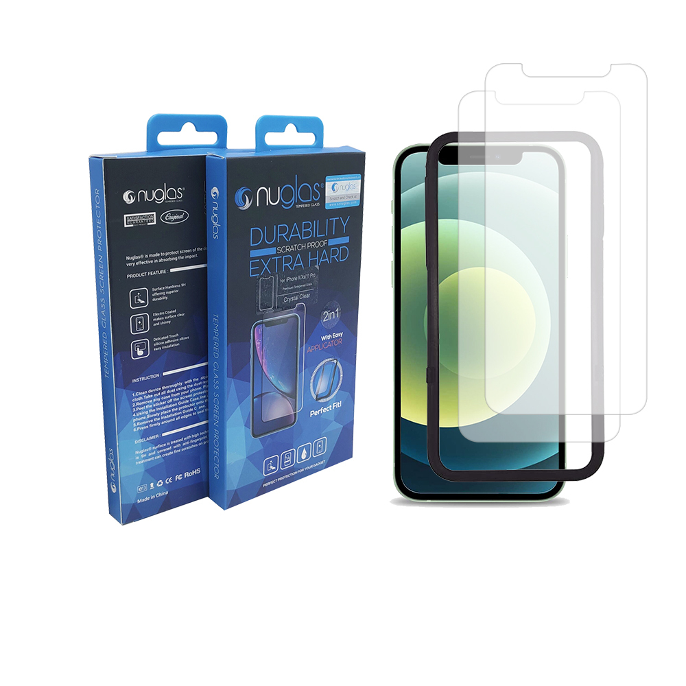 2x Screen protector Nuglas Tempered Glass for IPhone 12/12 Pro with applicator