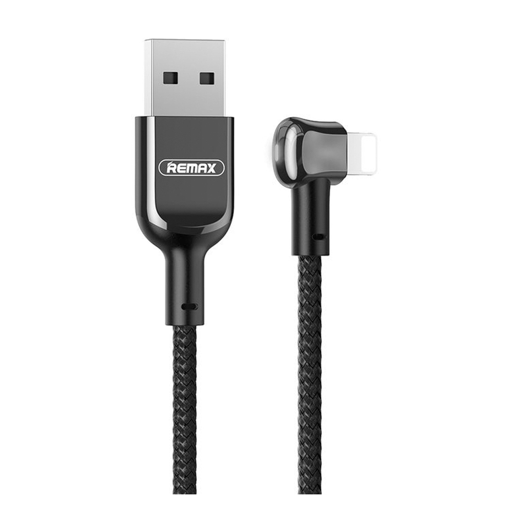 Phone Cable REMAX Fast Charging Lightning  90?lbow Design Game for Iphone Black