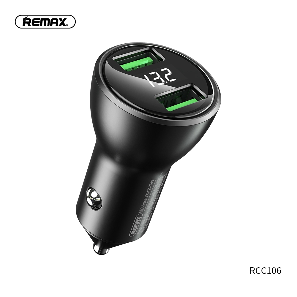 Car Charger Remax 2 USB Port Strong Heat Dissipation Universal Adapter Black