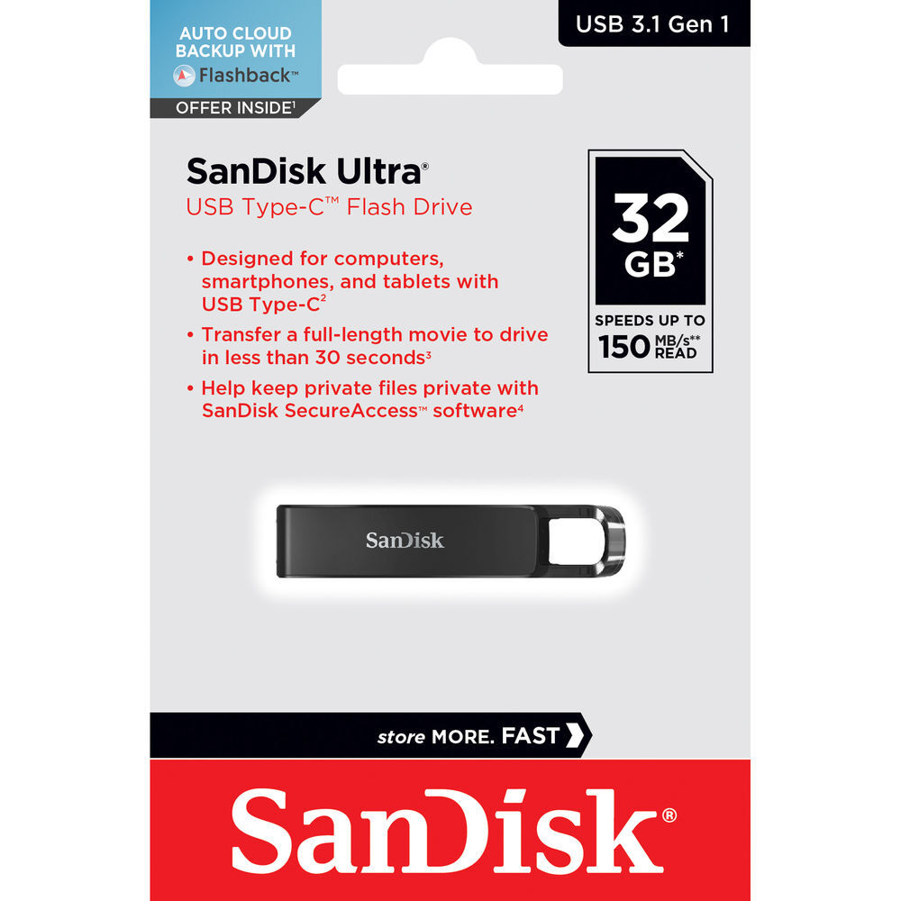 USB SanDisk Ultra 32GB Type-C Flash Drive Memory Stick | SDCZ460-032G