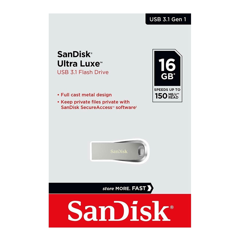 USB 3.1 16GB Flash Drive SanDisk Ultra Luxe Memory Stick Pen PC Mac USB SDCZ74-016G 150Mb/s