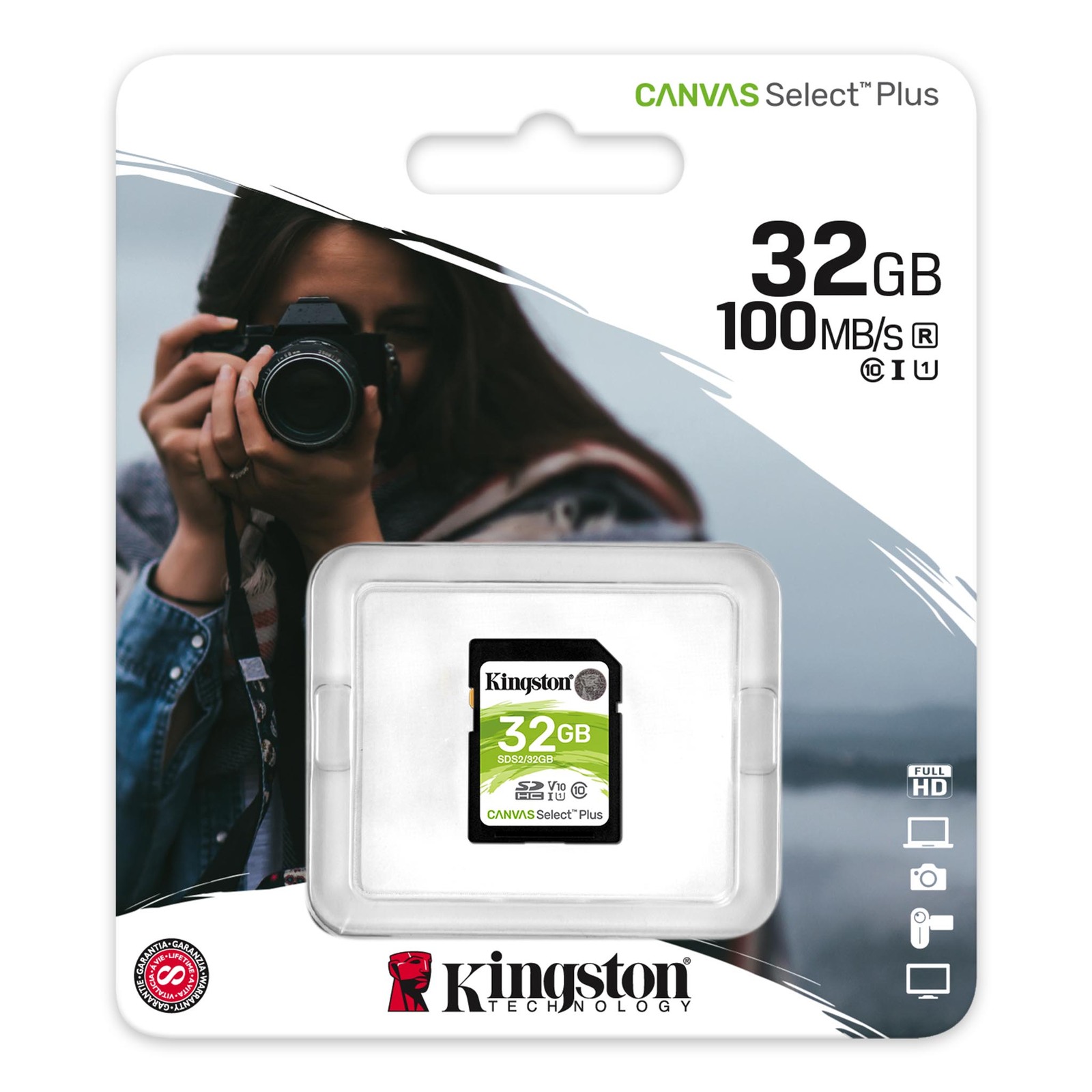 Kingston Canvas Select Plus 32GB SD Card Class 10 SDHC UHS-I Camera HD Video Memory Card 100MB/s