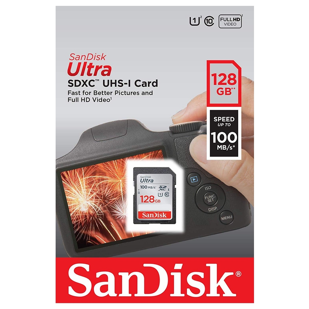 SanDisk Ultra 128GB SD Card SDXC UHS-I Camera DSLR Memory Card SDSDUNR-128G 100MB/s