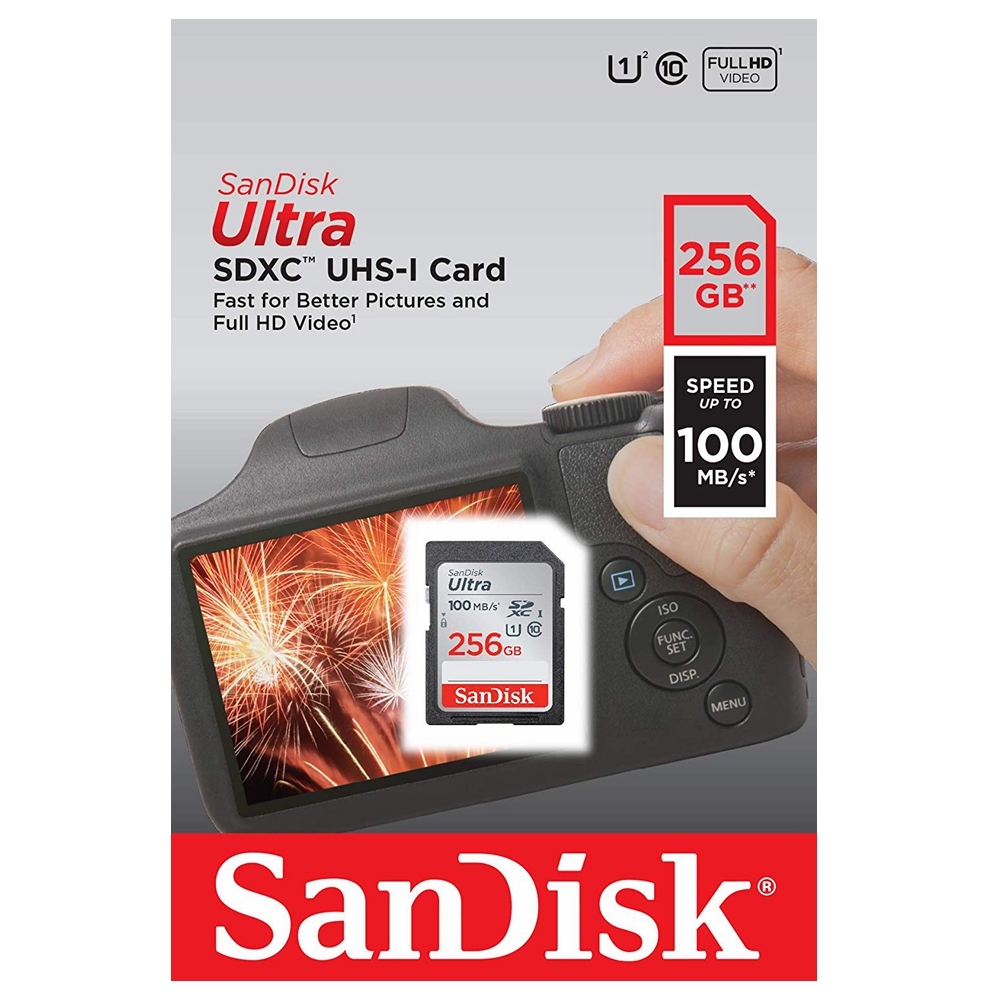 SanDisk Ultra 256GB SD Card SDXC UHS-I Camera DSLR Memory Card SDSDUNR-256G 100MB/s