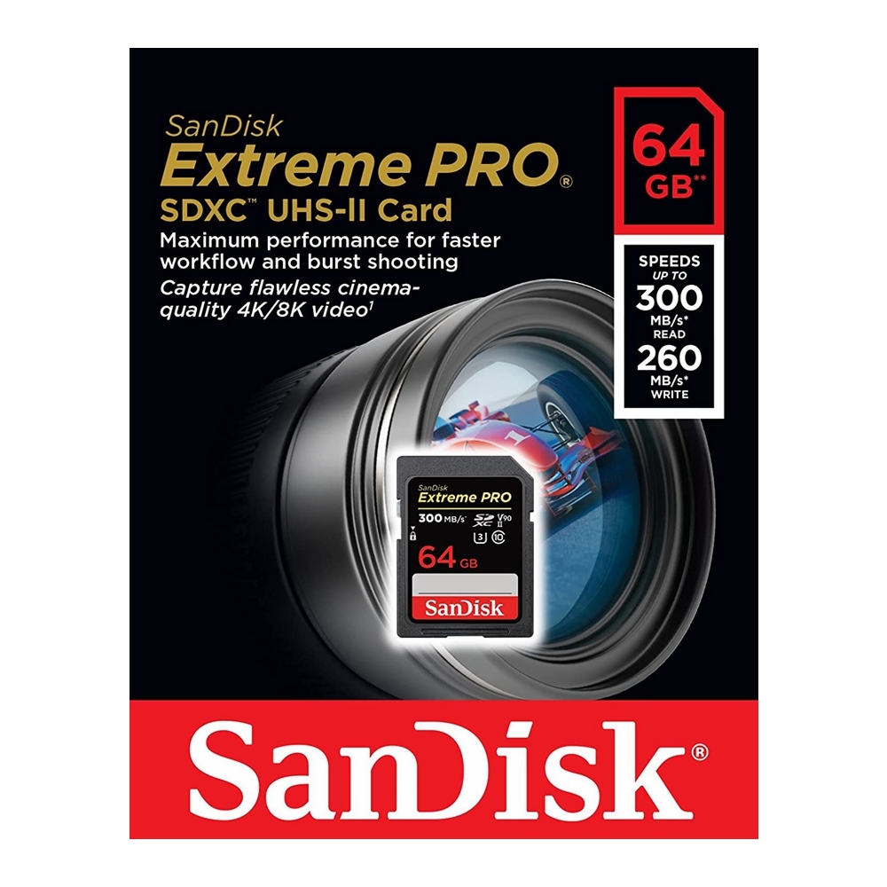 SD Card Sandisk Extreme Pro 64GB SDHC UHS-II Memory Card DSLR 4K Video 300MB/s