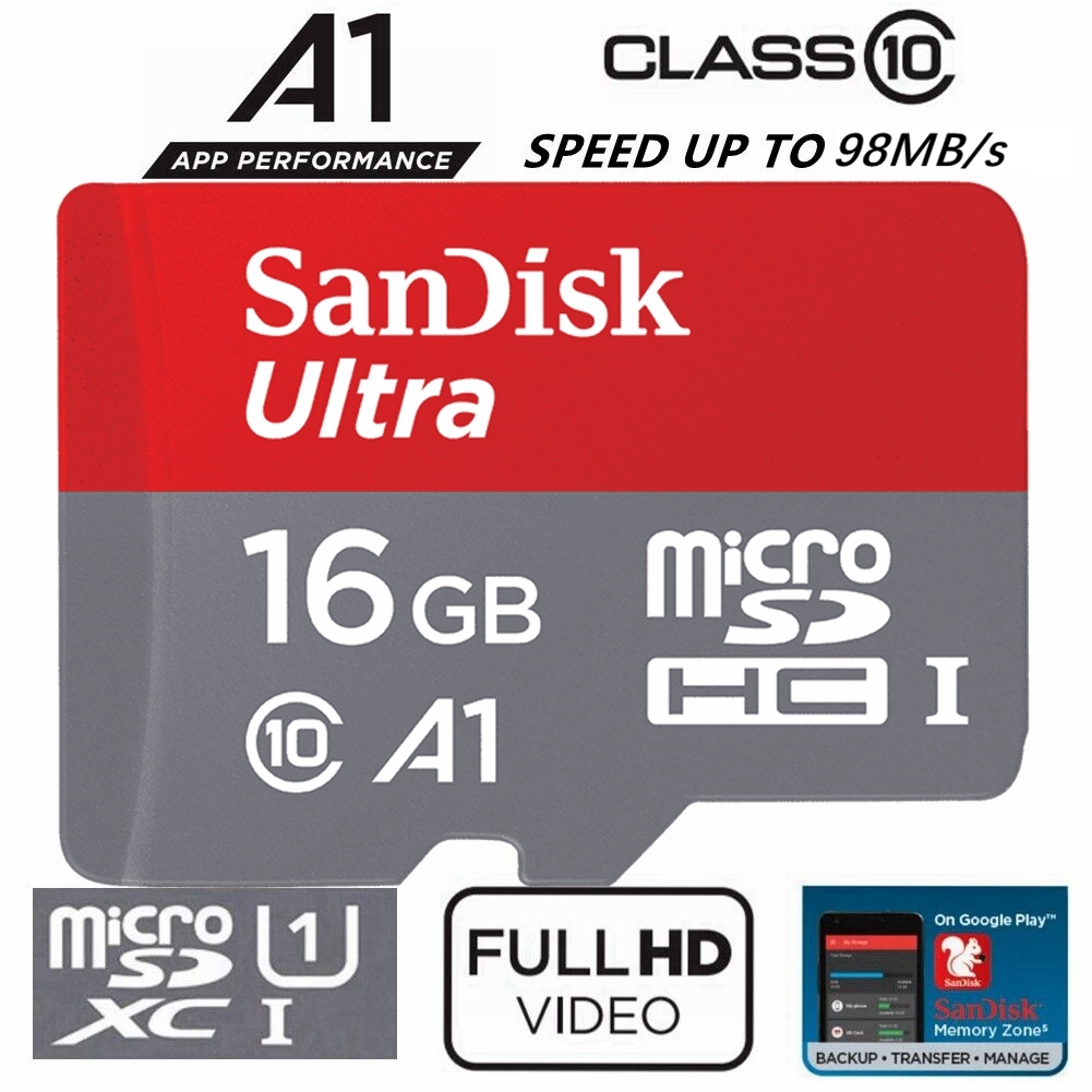 SanDisk Ultra 32 GB microSDHC Memory Card + SD Adapter with A1 App  Performance Up to 98 MB/s, Class 10, U1