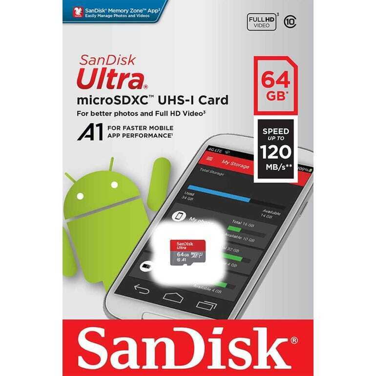 SanDisk Ultra 64GB Micro SD Card SDXC A1 UHS-I 120MB/s Mobile Phone TF Memory Card SDSQUAR-064G