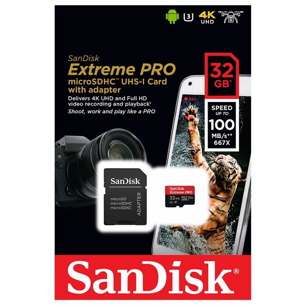 SanDisk Extreme Pro 32GB Micro SD Card SDHC UHS-I Action Camera GoPro Memory Card 4K U3 100Mb/s