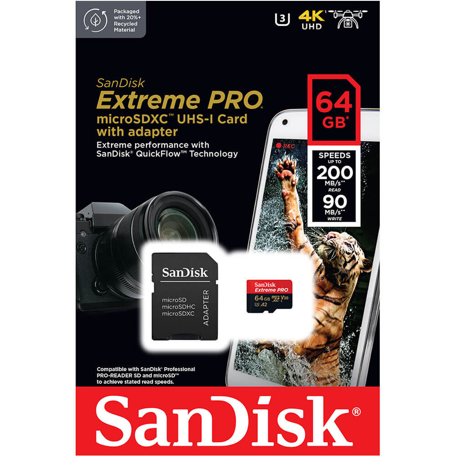 SanDisk Extreme Pro Micro SD 64GB Memory Card Dash Cam 200MB/s SDSQXCU-064G