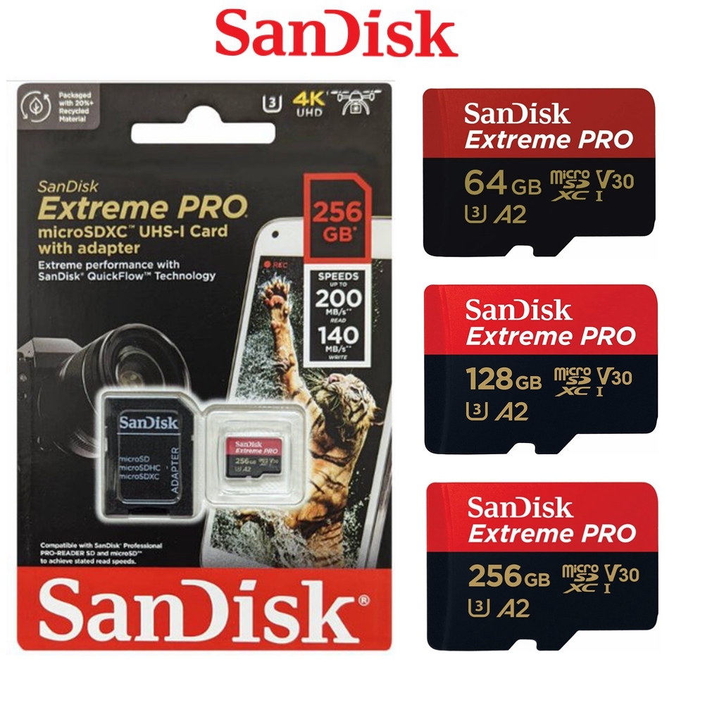 SanDisk Extreme Pro Micro SD 64GB 128GB 256GB Memory Card Dash Cam 200MB/s
